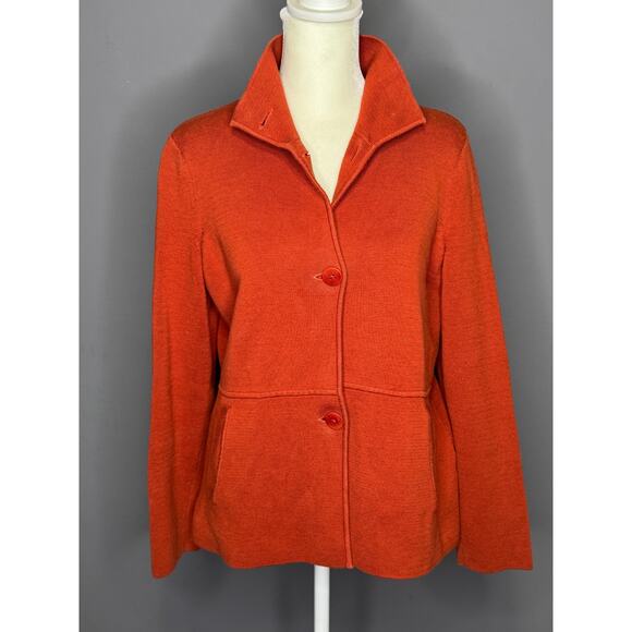 Talbots Sweaters - Talbots MP (Medium Petite) Burnt Orange Knit Sweater Button Down With Collar